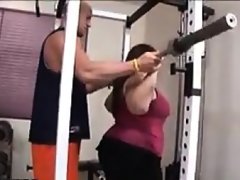Fat girl with a bush fucked by her trainer